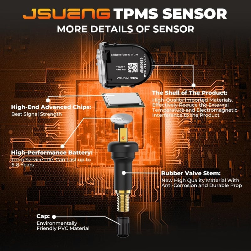 Jsueng TPMS Sensor Ford, 4 Pack Tire Pressure Monitoring System Sensor fit for Ford F150 F250 Flex Fusion Mustang, Lincoln MKX MKZ MKS MKT, 315Mhz Replaces F2GZ1A189A FR3Z1A189A GL3T1A180GB - Image 4